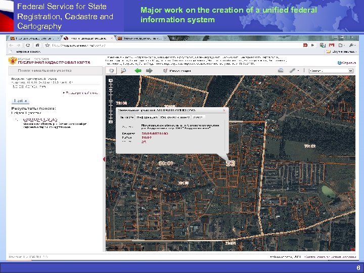 Federal Service for State Registration, Cadastre and Cartography Major work on the creation of