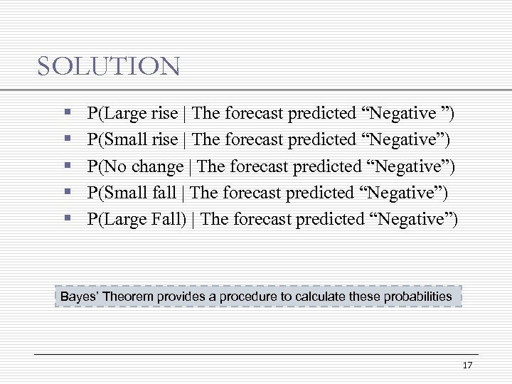 SOLUTION § § § P(Large rise | The forecast predicted “Negative ”) P(Small rise