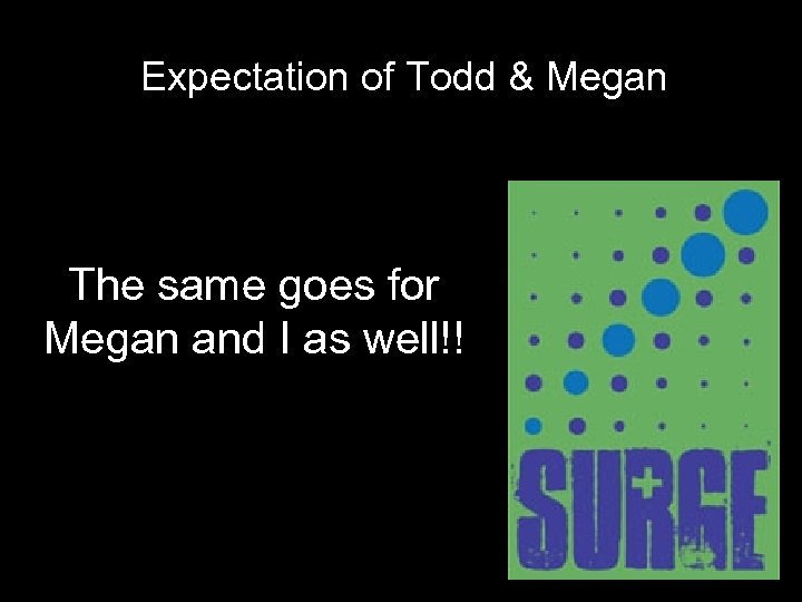 Expectation of Todd & Megan The same goes for Megan and I as well!!