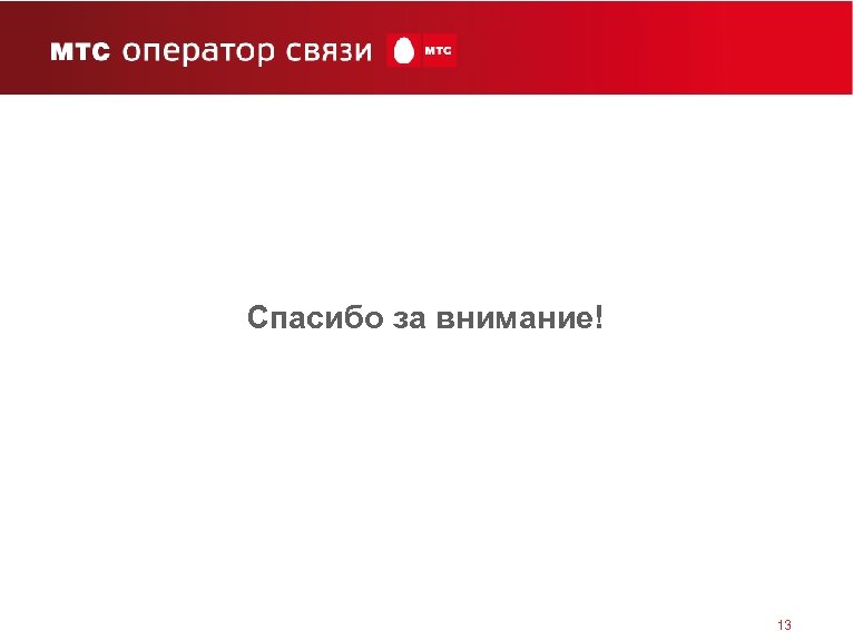 Спасибо за внимание! 13 