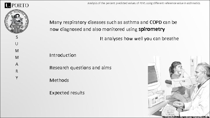 Analysis of the percent predicted values of FEV 1 using different reference value in