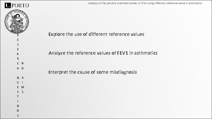 Analysis of the percent predicted values of FEV 1 using different reference value in