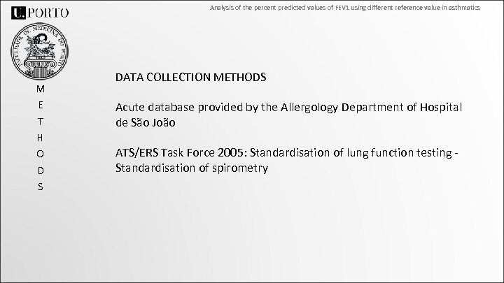 Analysis of the percent predicted values of FEV 1 using different reference value in