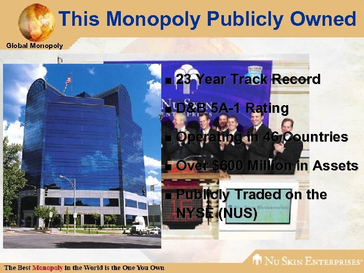This Monopoly Publicly Owned Global Monopoly ■ 23 Year Track Record ■ D&B 5