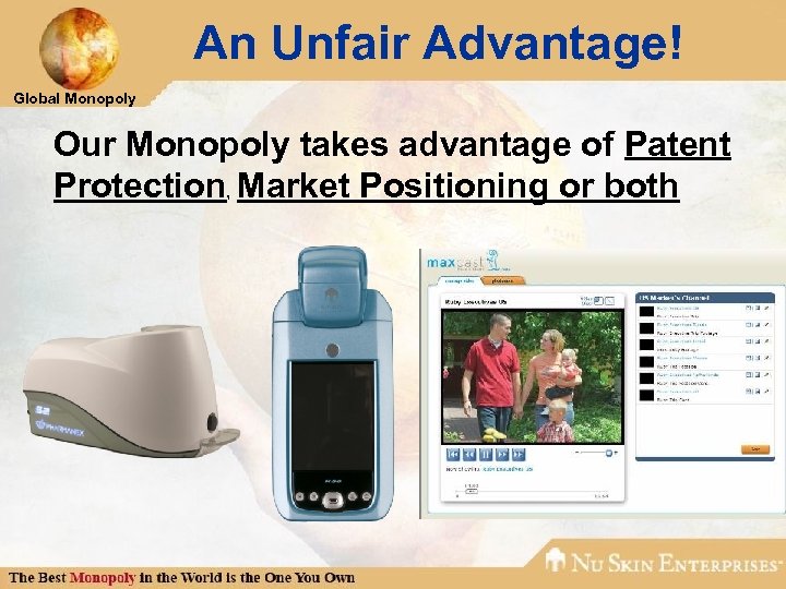 An Unfair Advantage! Global Monopoly Our Monopoly takes advantage of Patent Protection, Market Positioning