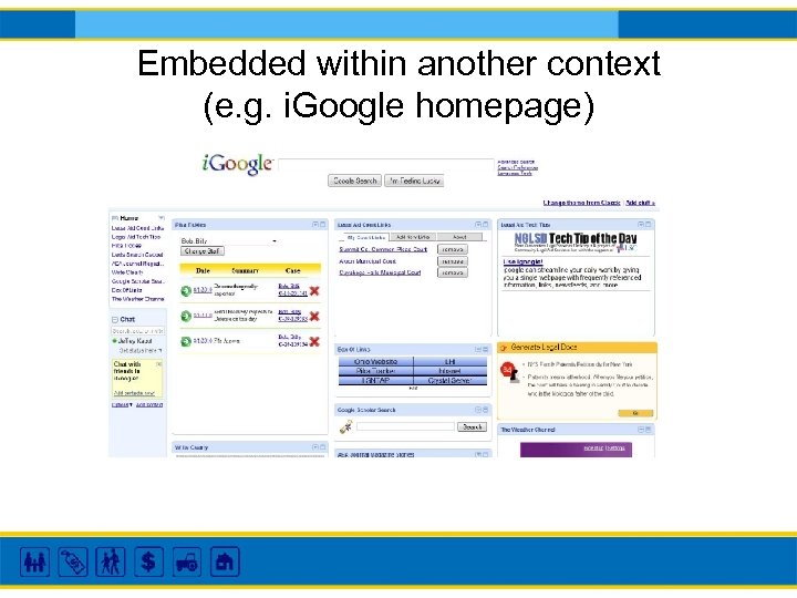 Embedded within another context (e. g. i. Google homepage) 