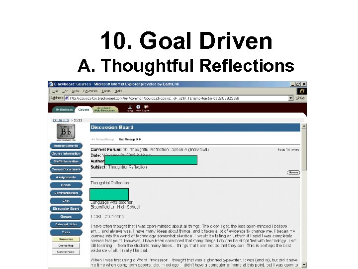10. Goal Driven A. Thoughtful Reflections 