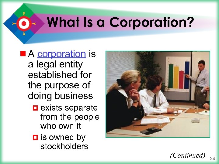 What Is a Corporation? ¾ A corporation is a legal entity established for the