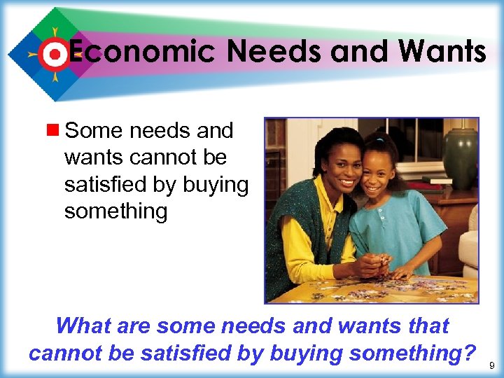 Economic Needs and Wants ¾ Some needs and wants cannot be satisfied by buying