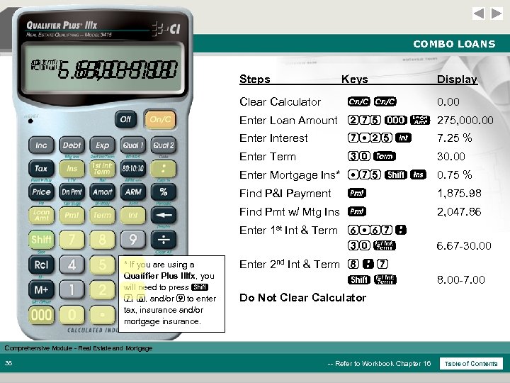 COMBO LOANS 2 ND P+I 1 ST PITI 8. 00 -7. 00 1, 875.
