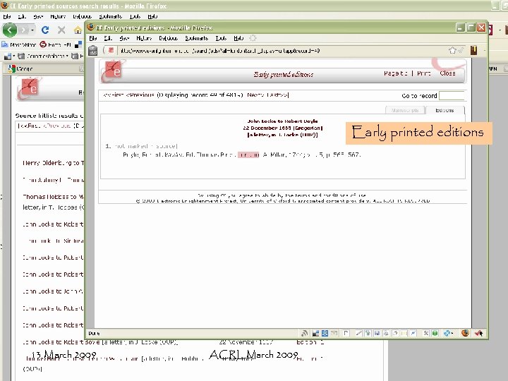 Early printed editions 13 March 2009 ACRL March 2009 
