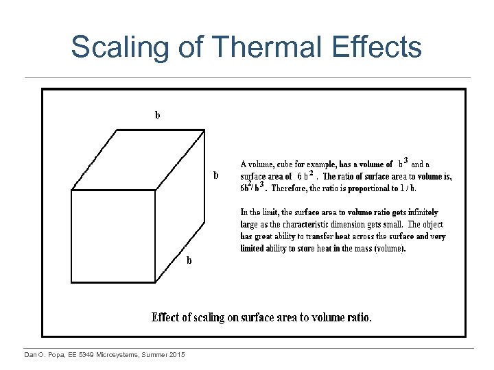 Scaling of Thermal Effects Dan O. Popa, EE 5349 Microsystems, Summer 2015 