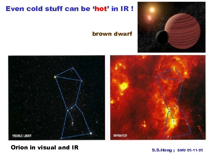 Even cold stuff can be ‘hot’ in IR ! brown dwarf Orion in visual