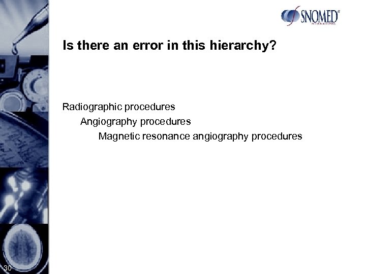 Is there an error in this hierarchy? Radiographic procedures Angiography procedures Magnetic resonance angiography