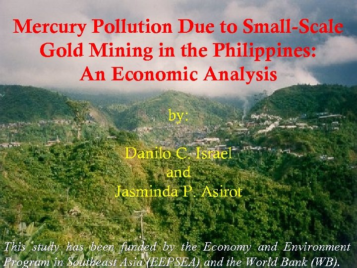 Mercury Pollution Due to Small-Scale Gold Mining in the Philippines: An Economic Analysis by: