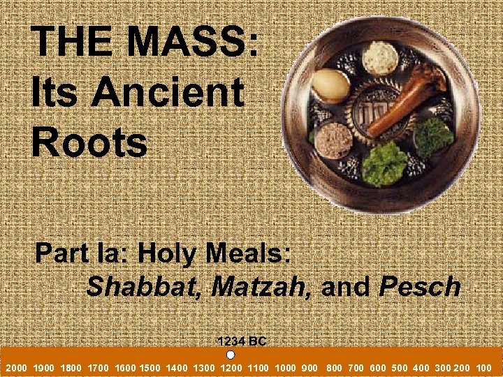 THE MASS: Its Ancient Roots Part Ia: Holy Meals: Shabbat, Matzah, and Pesch 1234