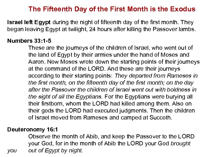 The Fifteenth Day of the First Month is the Exodus Israel left Egypt during