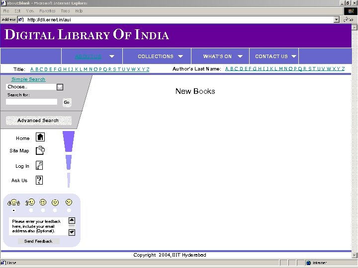 http: //dli. ernet. in/aui DIGITAL LIBRARY OF INDIA ABOUT US Title: COLLECTIONS A B