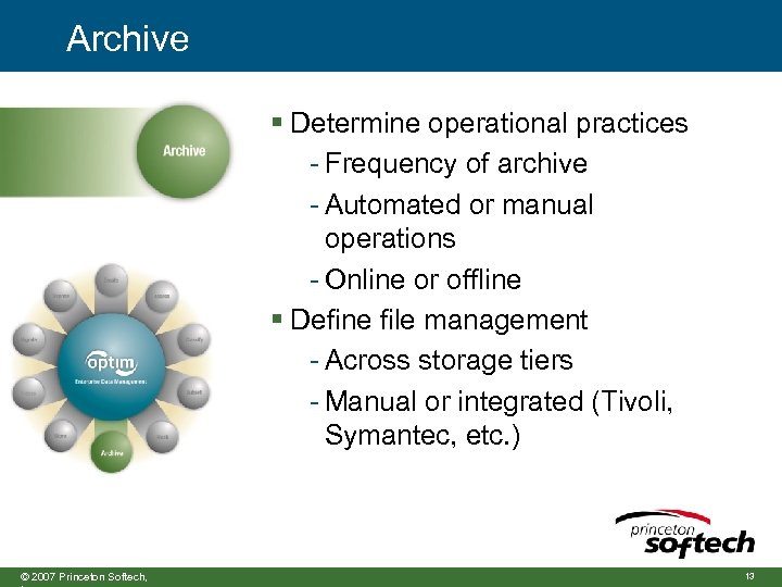 Archive § Determine operational practices - Frequency of archive - Automated or manual operations
