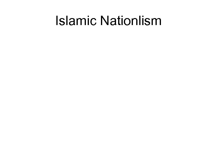 Islamic Nationlism 