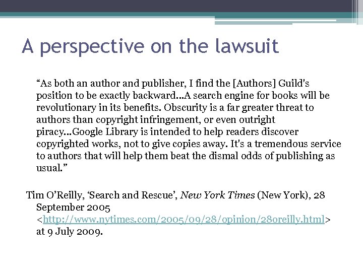 A perspective on the lawsuit “As both an author and publisher, I find the