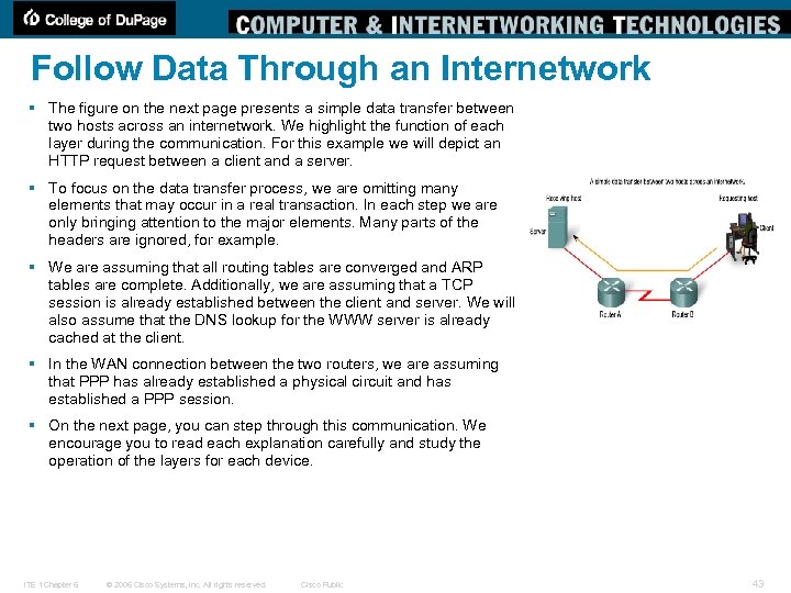 Follow Data Through an Internetwork § The figure on the next page presents a