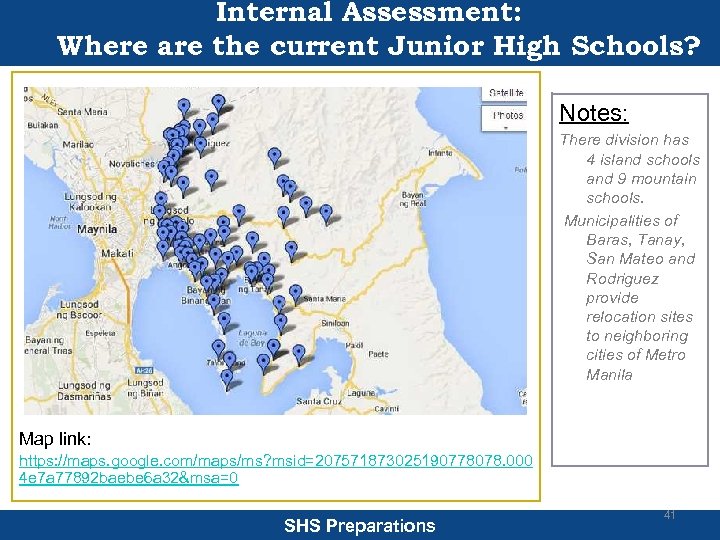 Internal Assessment: Where are the current Junior High Schools? Notes: There division has 4