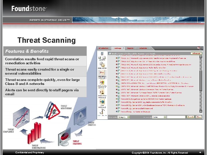 Threat Scanning Features & Benefits Correlation results feed rapid threat scans or remediation activities