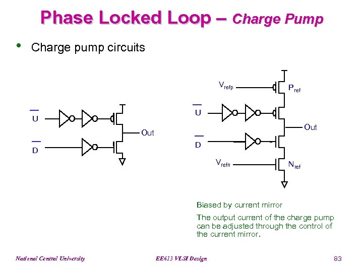 Phase Locked Loop – Charge Pump • Charge pump circuits Vrefp Pref U U