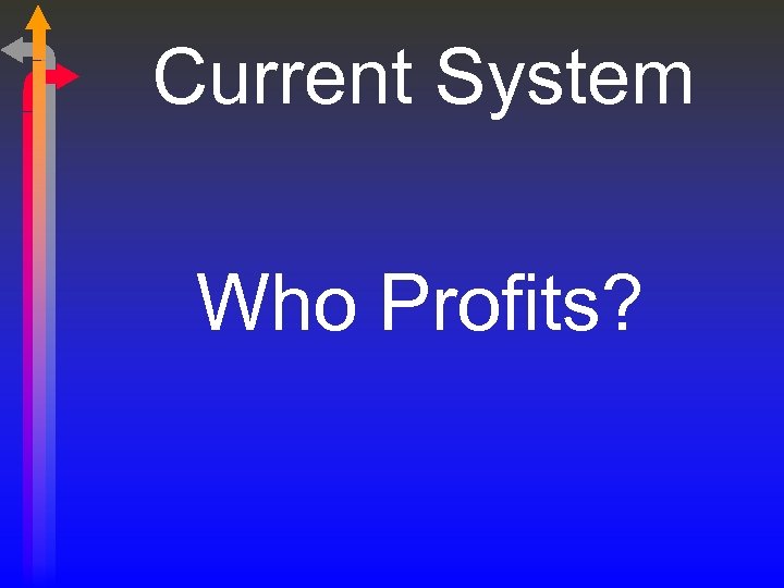 Current System Who Profits? 