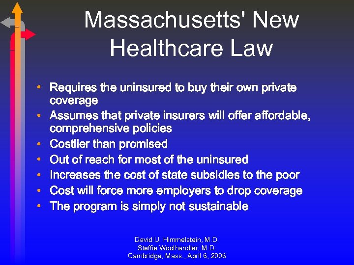 Massachusetts' New Healthcare Law • Requires the uninsured to buy their own private coverage