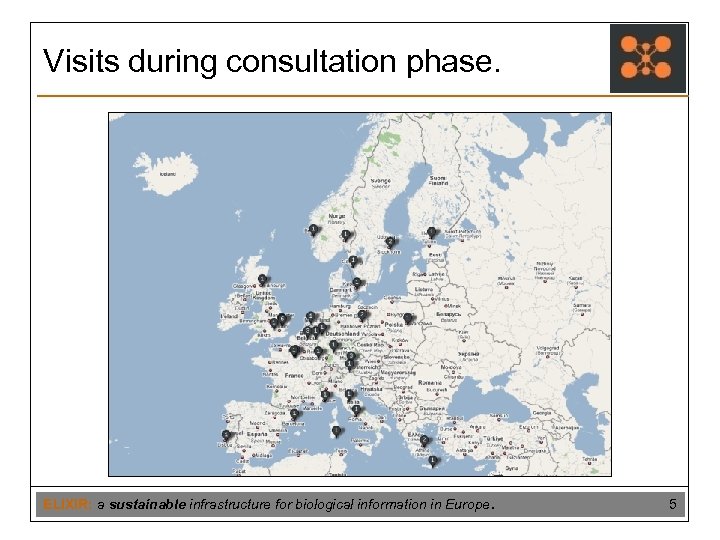 Visits during consultation phase. ELIXIR: a sustainable infrastructure for biological information in Europe. 5