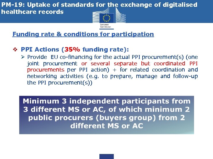PM-19: Uptake of standards for the exchange of digitalised healthcare records Funding rate &