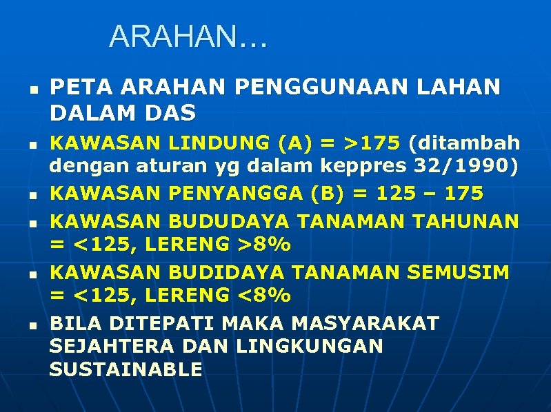 ARAHAN… n n n PETA ARAHAN PENGGUNAAN LAHAN DALAM DAS KAWASAN LINDUNG (A) =