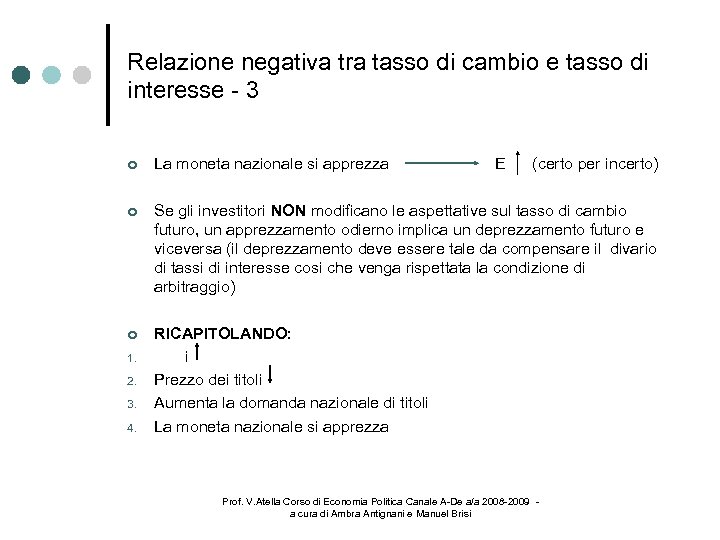 Relazione negativa tra tasso di cambio e tasso di interesse - 3 La moneta