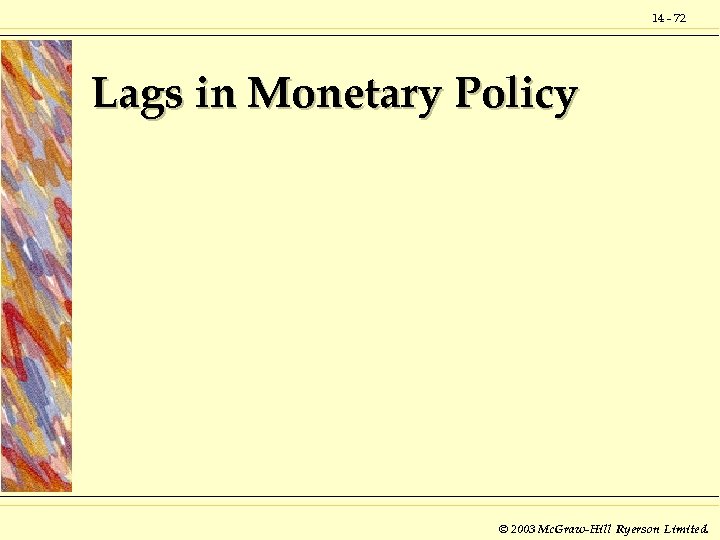 14 - 72 Lags in Monetary Policy © 2003 Mc. Graw-Hill Ryerson Limited. 