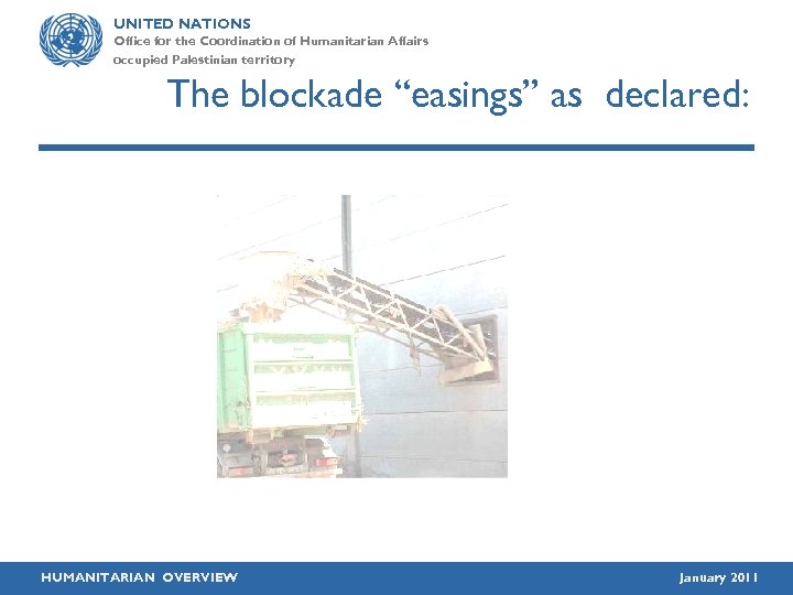UNITED NATIONS Office for the Coordination of Humanitarian Affairs occupied Palestinian territory The blockade