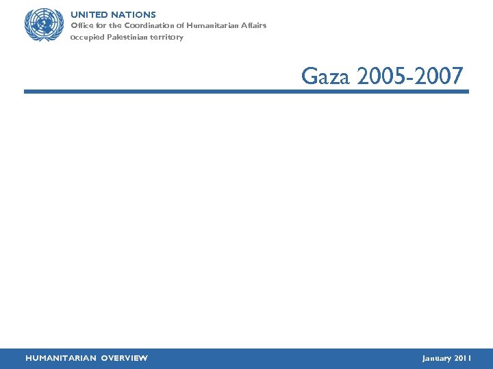 UNITED NATIONS Office for the Coordination of Humanitarian Affairs occupied Palestinian territory Gaza 2005