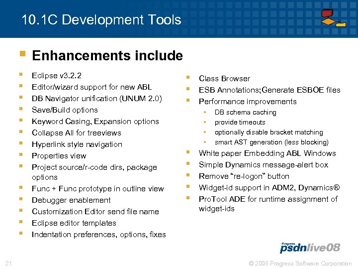 10. 1 C Development Tools § Enhancements include § § § § 21 Eclipse