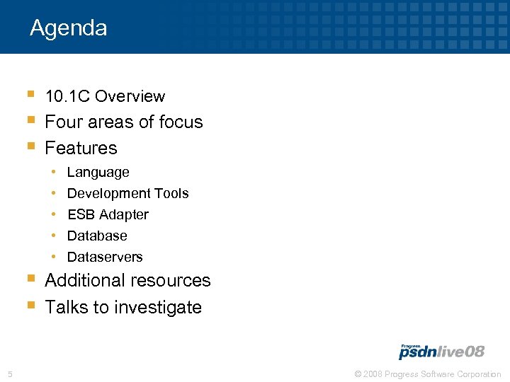 Agenda § § § 10. 1 C Overview Four areas of focus Features •