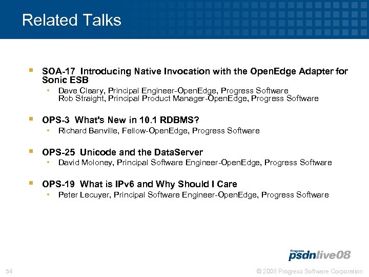 Related Talks § SOA-17 Introducing Native Invocation with the Open. Edge Adapter for Sonic