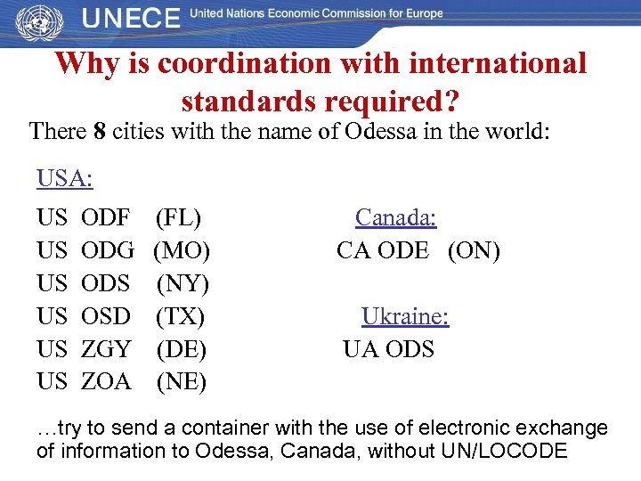Why is coordination with international standards required? There 8 cities with the name of
