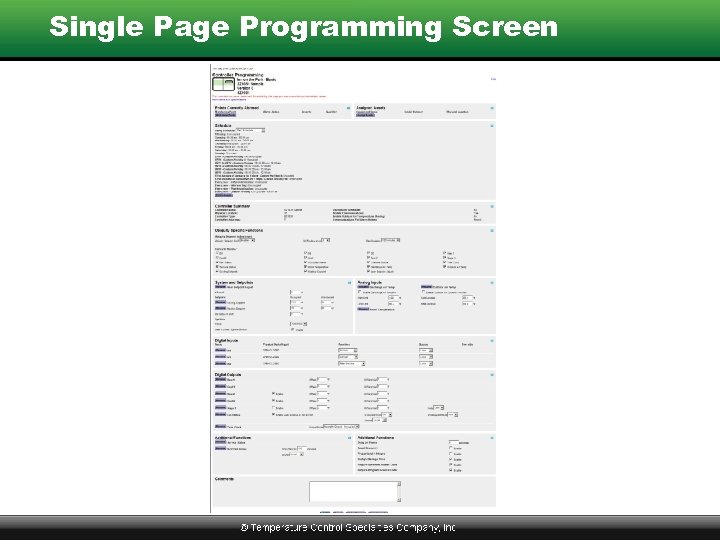 Single Page Programming Screen 