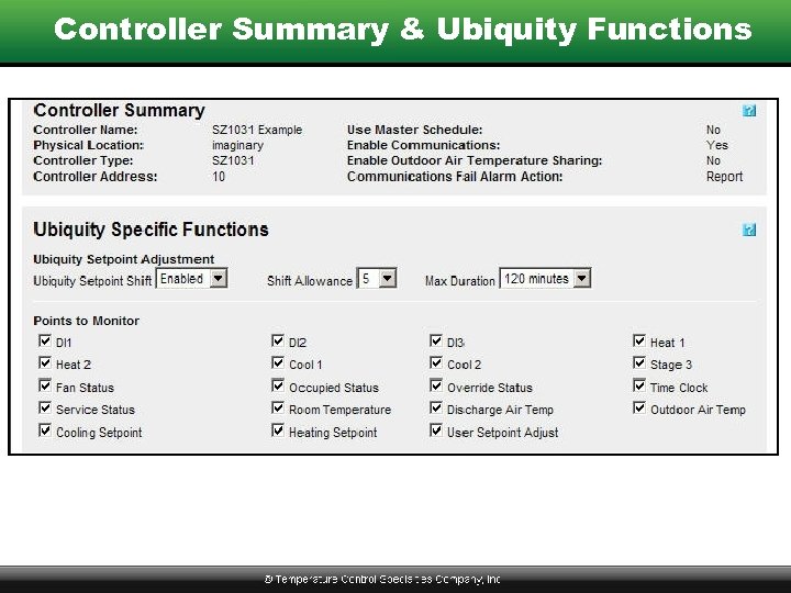 Controller Summary & Ubiquity Functions 