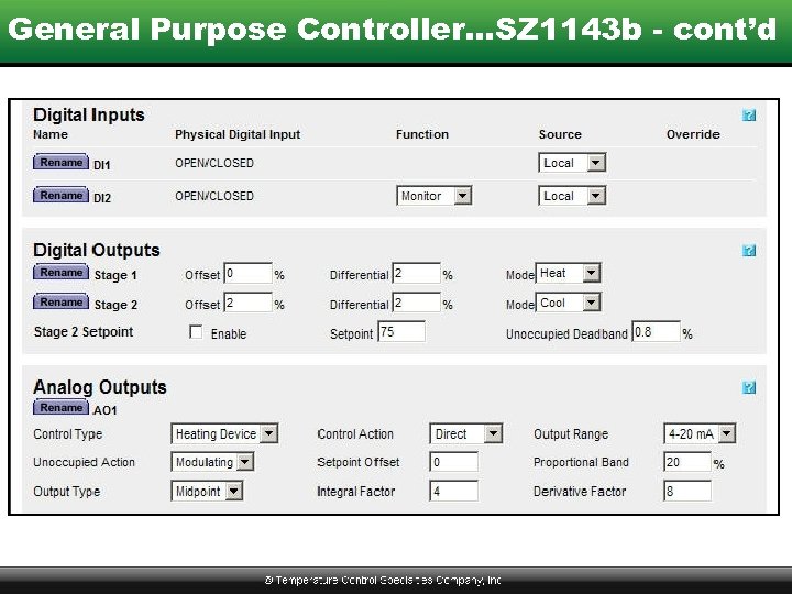 General Purpose Controller…SZ 1143 b - cont’d 