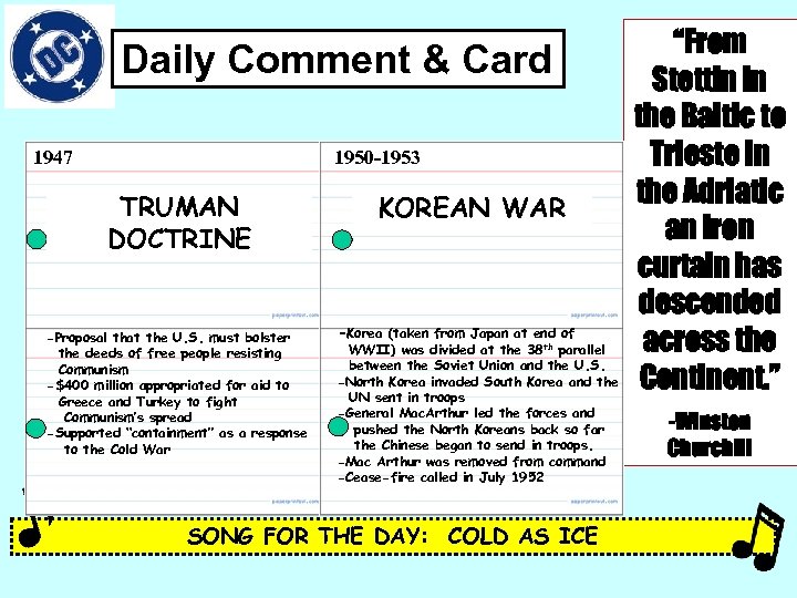 Daily Comment & Card 1947 1950 -1953 TRUMAN DOCTRINE -Proposal that the U. S.