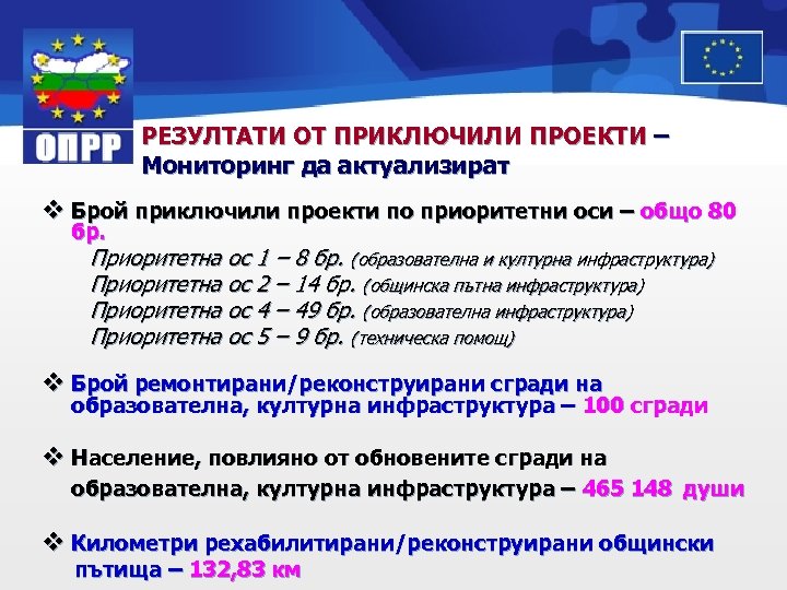 РЕЗУЛТАТИ ОТ ПРИКЛЮЧИЛИ ПРОЕКТИ – Мониторинг да актуализират v Брой приключили проекти по приоритетни