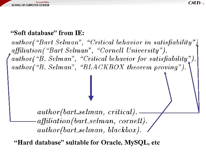 “Soft database” from IE: “Hard database” suitable for Oracle, My. SQL, etc 