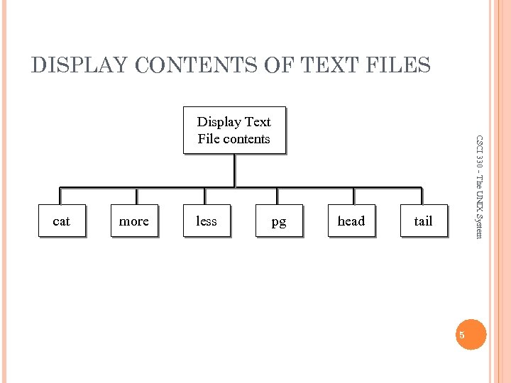 DISPLAY CONTENTS OF TEXT FILES cat more less pg head CSCI 330 - The