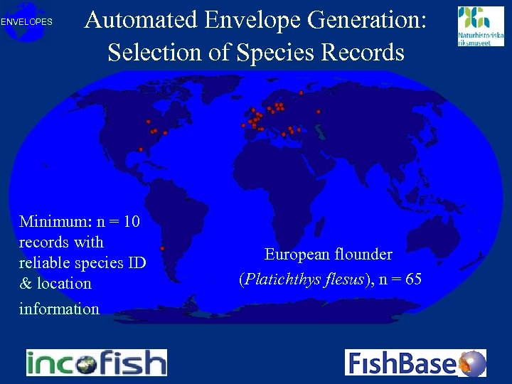 ENVELOPES Automated Envelope Generation: Selection of Species Records Minimum: n = 10 records with